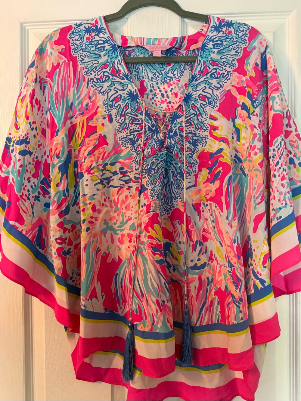 Lilly Pulitzer Pink Multicolor Coral-Print Tunic with Tassel Tie